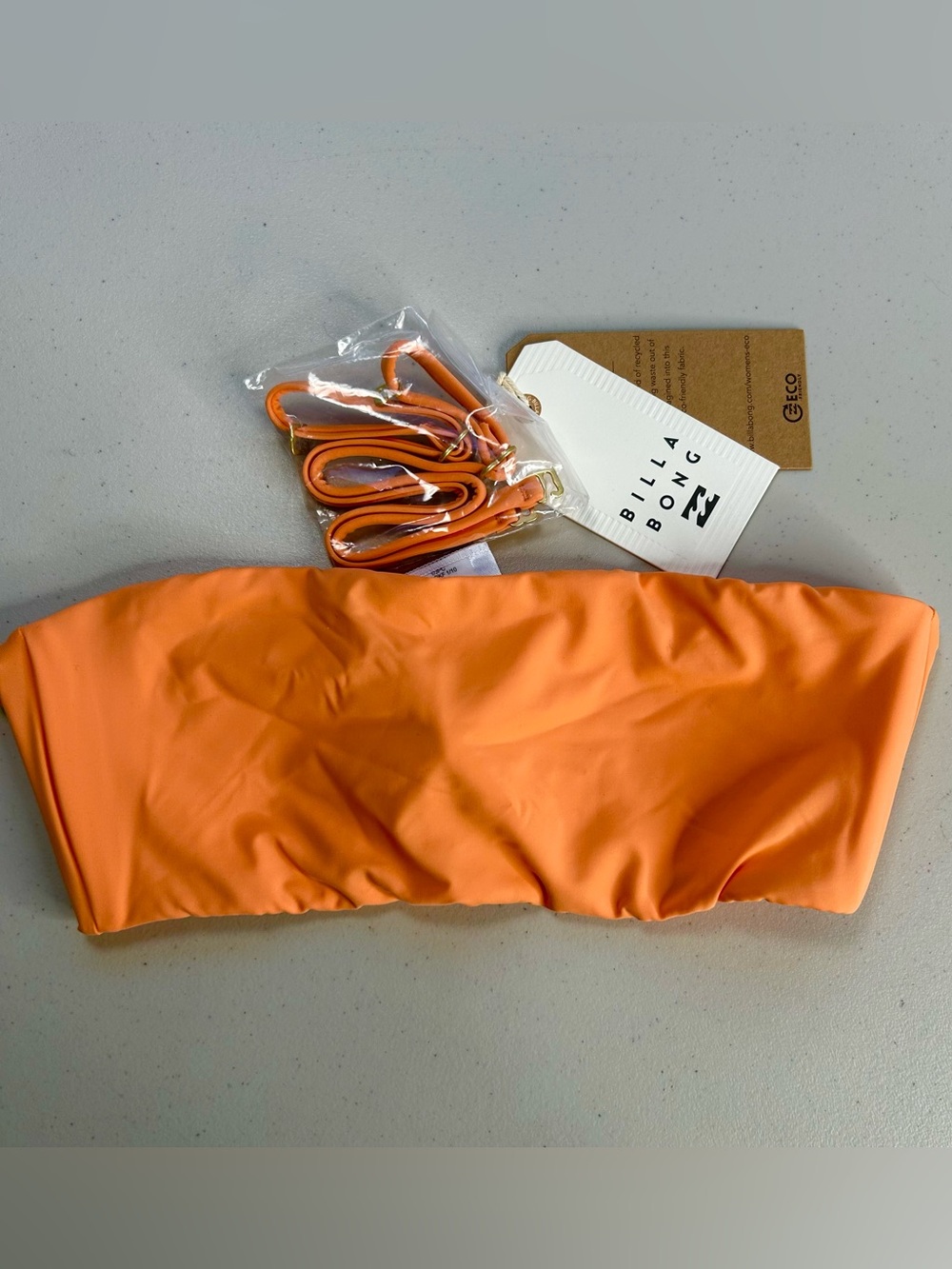 Billabong Bikini Top Bandeau XS Orange Sol Searcher  Swimwear New